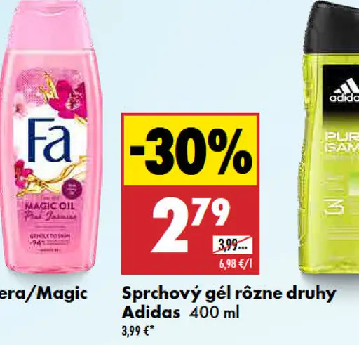 Sprchový gél rôzne druhy Adidas