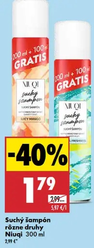Suchý šampón rôzne druhy Niuqi