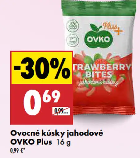 OVKO Ovocné kúsky jahodové Plus