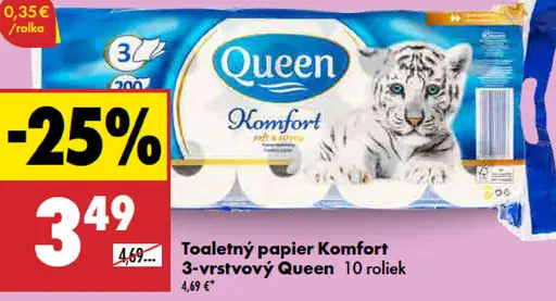 Queen Komfort toaletný papier 3-vrstvový