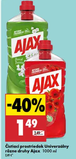 Ajax univerzálny čistiaci prostriedok rôzne druhy