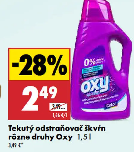Oxy tekutý odstraňovač škvŕn Color rôzne druhy