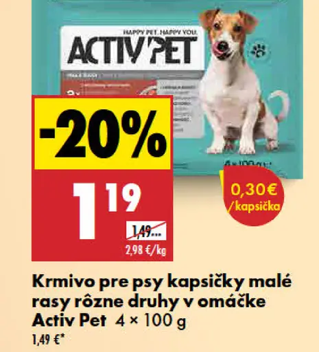 Activ Pet krmivo pre psy kapsičky malé rasy rôzne druhy v omáčke