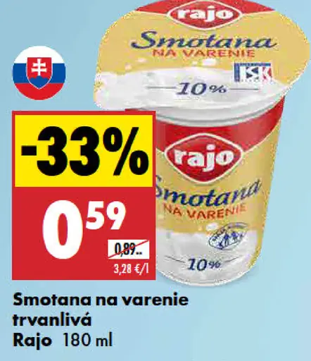 Rajo Trvanlivá smotana na varenie 10%