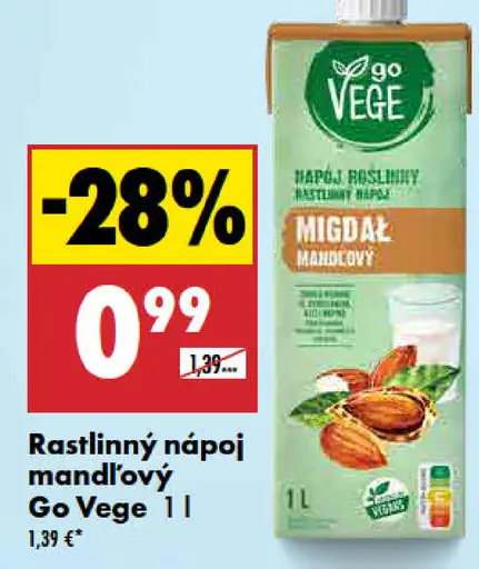 Go Vege Rastlinný nápoj mandľový