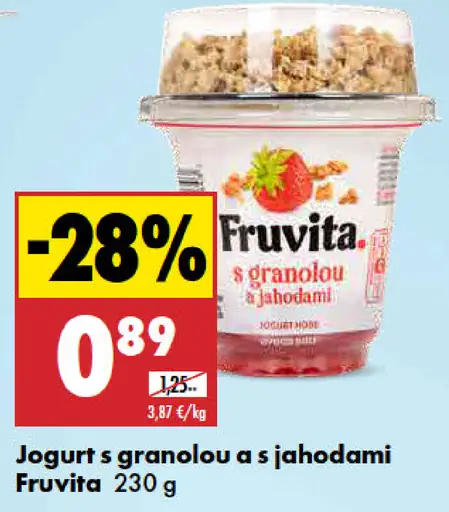 Fruvita jogurt s granolou a jahodami