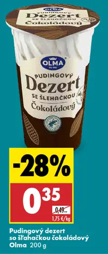 Olma Pudingoý dezert so šľahačkou čokoládový