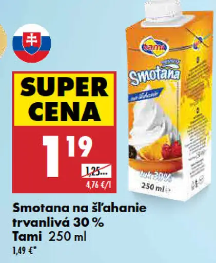 Tami smotana na šľahanie trvanlivá 30 %