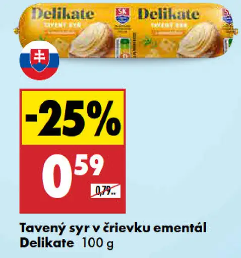 Delikate tavený syr v črievku ementál