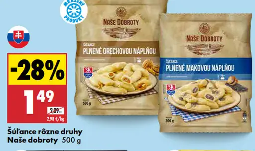 Naše Dobroty šúľance plnené orechovou náplňou