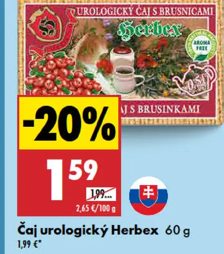Herbex urologický čaj s brusnicami