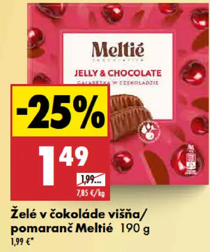 Meltie Želé v čokoláde višňa/pomaranč