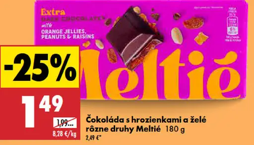 Meltie čokoláda s hrozienkami a želé