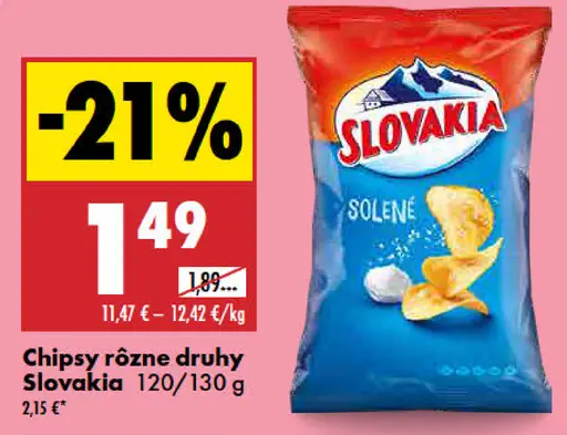 Slovakia Chipsy rôzne druhy