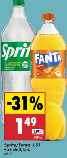 Sprite alebo Fanta nealkoholický nápoj