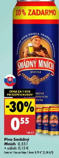 Smädný Mních 10° pivo
