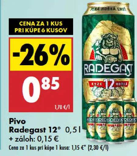 Radegast 12° pivo plechovka