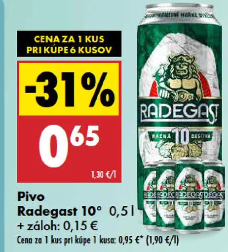 Radegast 10° pivo plechovka