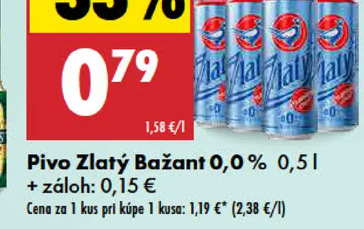 Zlatý Bažant pivo 0,0 %