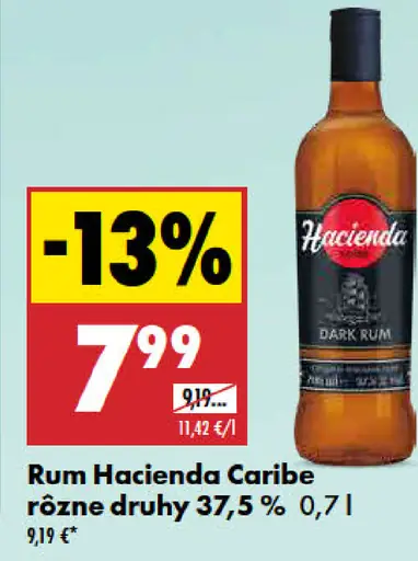 Rum Hacienda Caribe rôzne druhy