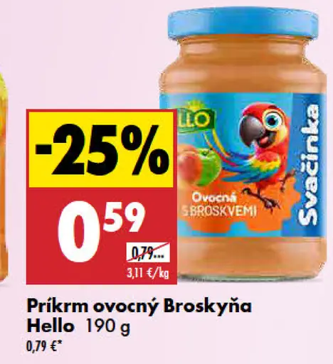 Hello ovocný príkrm broskyňa