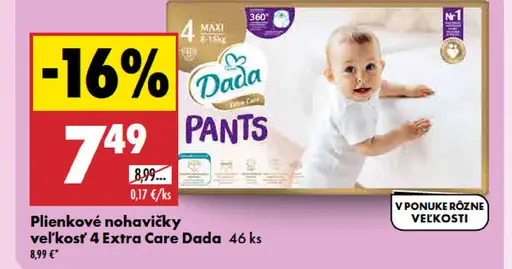 Dada Extra Care plienkové nohavičky veľkosť 4
