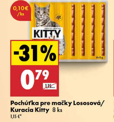 Kitty pochúťka pre mačky Lososová/Kuracia