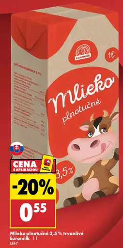 Euromilk mlieko plnotučné trvanlivé 3,5 %