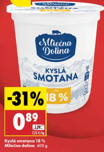 Mliečna dolina kyslá smotana 18 % tuku