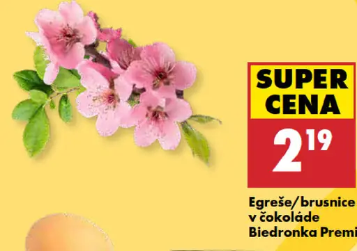 Biedronka Premium egreše a brusnice v čokoláde