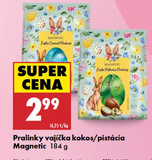Magnetic pralinky vajíčka kokos/pistácia