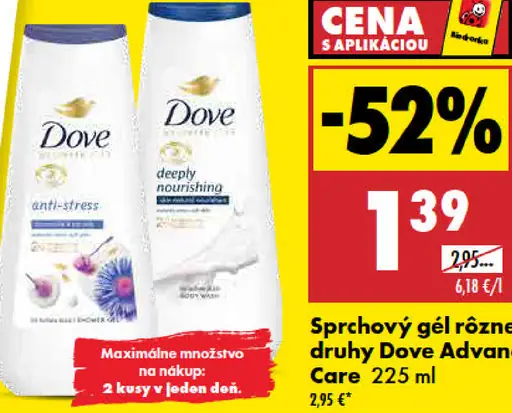 Sprchový gél rôzne druhy Dove Advanced Care