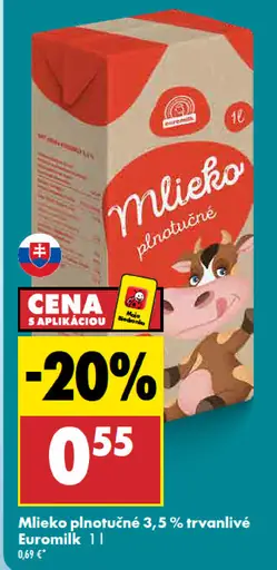 Euromilk Mliečko polotučné trvanlivé 3,5 %