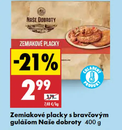 Naše Dobroty Zemiakové placky s bravčovým guľášom