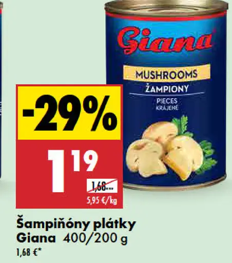 Giana šampiňóny plátky v náleve