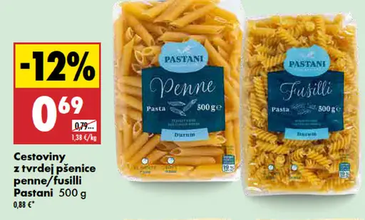 Pastani cestoviny z tvrdej pšenice penne alebo fusilli