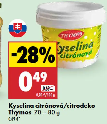 Thymos kyselina citrónová alebo citrodeko