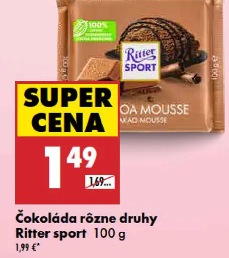 Ritter Sport čokoláda rôzne druhy