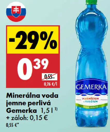 Gemerka Minerálna voda jemne perlivá