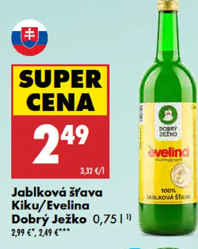 Dobrý Ježko Jablková šťava Kiku/Evelina