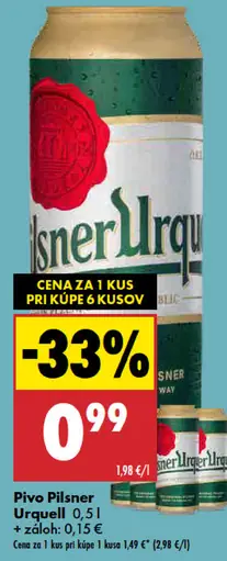 Pilsner Urquell pivo plechovka