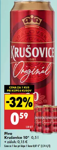 Krušovice 10° pivo plechovka