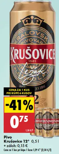 Krušovice 12° pivo plechovka