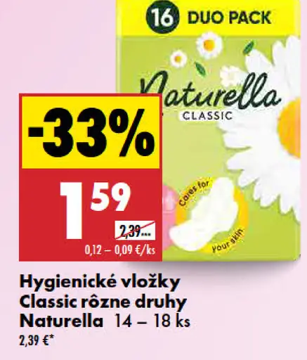Naturella Classic hygienické vložky rôzne druhy