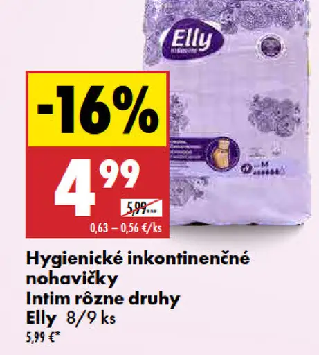 Hygienické inkontinenčné nohavičky Intim rôzne druhy Elly