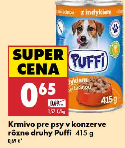 Puffi krmivo pre psy v konzerve hovädzie/kuracie