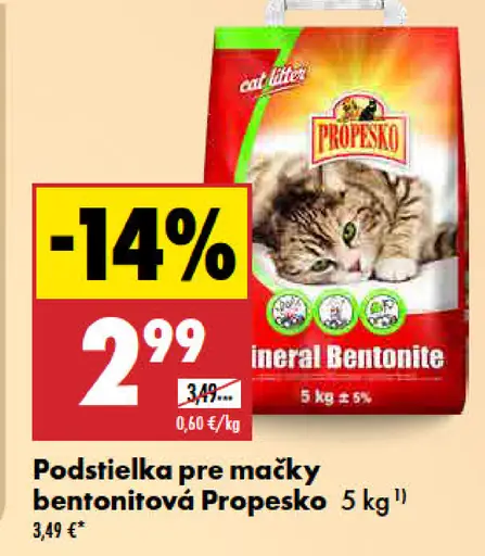 Propesko podstielka pre mačky bentonitová
