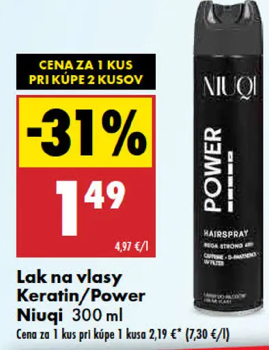 Niuqi lak na vlasy Keratin/Power