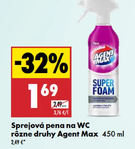 Agent Max sprejová pena na WC rôzne druhy