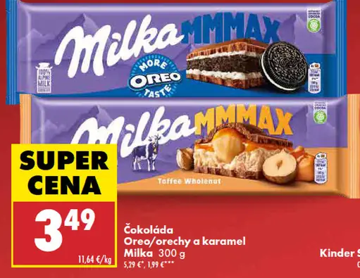 Milka Mmmmax čokoláda Oreo, orechy a karamel